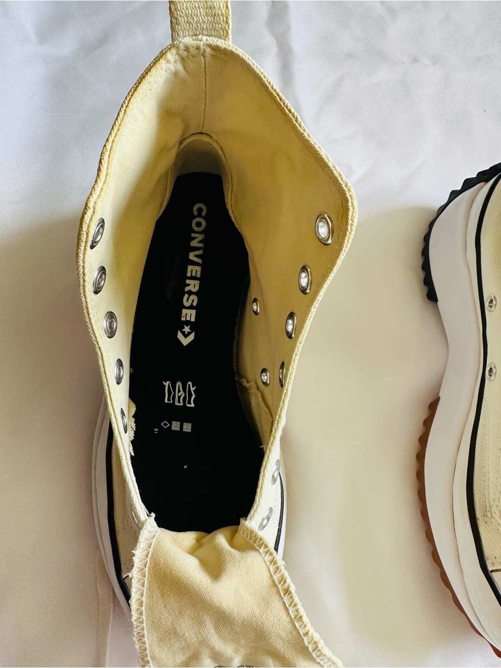 Converse Cream High Top Platform Sneakers with Black & Gum Accents - Picture 6 of 9